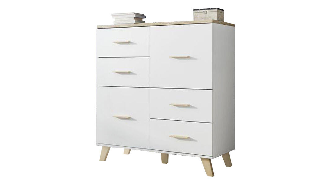 Комод Мелания 24 Белый 101/ Клен 375 110*45*119 см, Белый   Фиеста