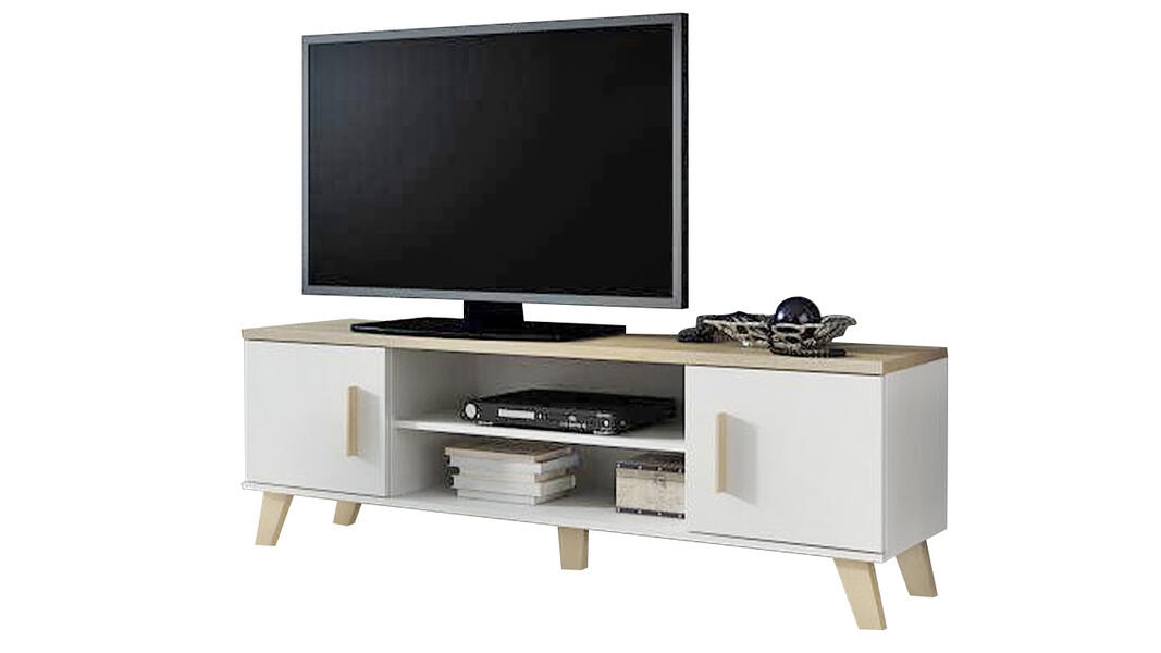 ТВ-тумба Мелания 2 Белый 101/ Клен 375 160*40*53 см, Белый   Фиеста