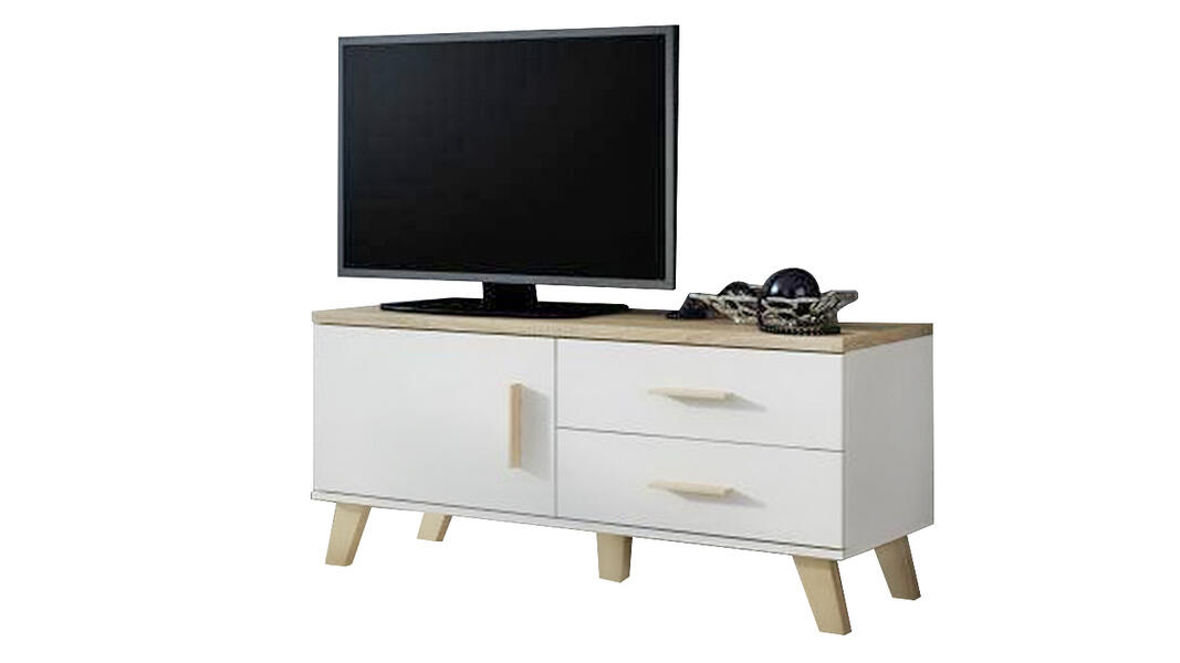 ТВ-тумба Мелания 12 Белый 101/ Клен 375 120*40*53 см, Белый   Фиеста