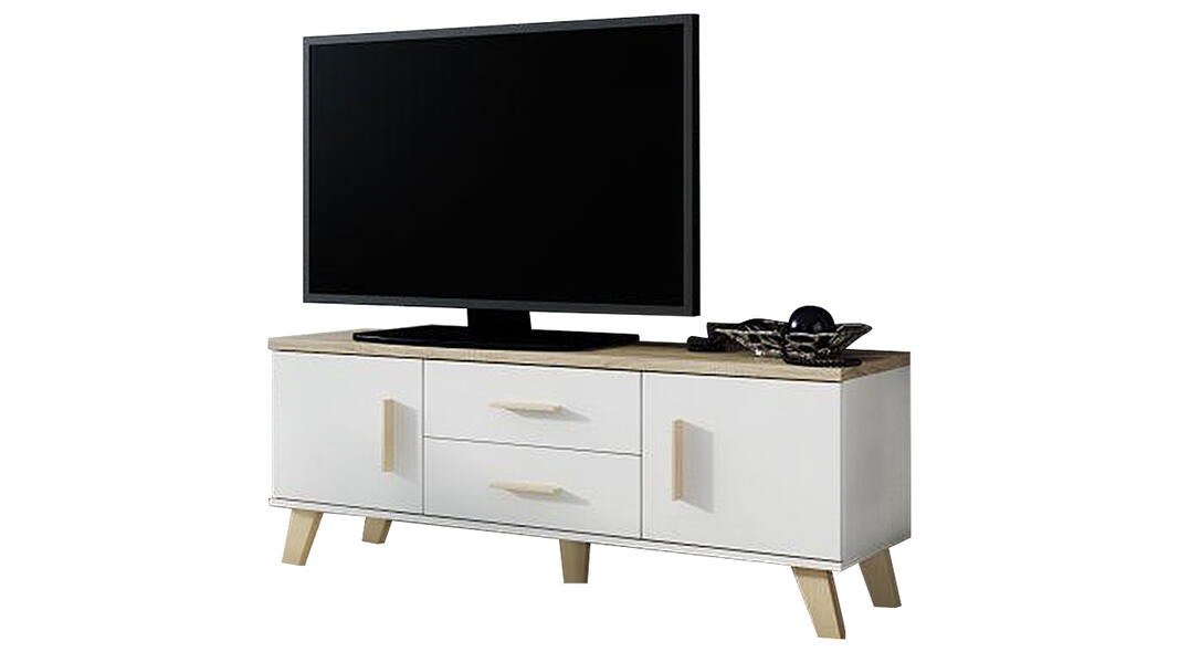 ТВ-тумба Мелания 22 Белый 101/ Клен 375 140*40*53 см, Белый   Фиеста