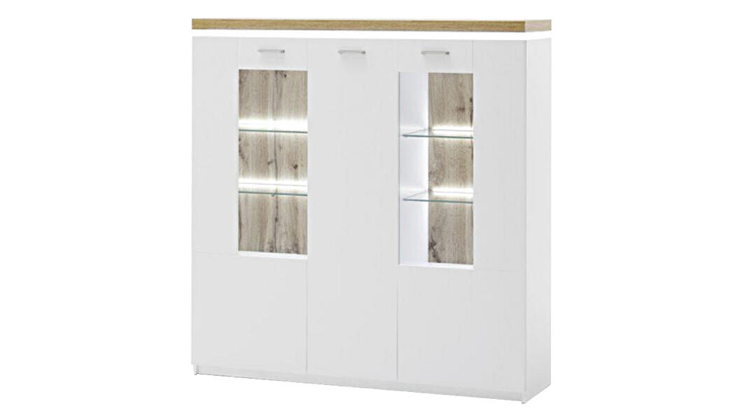 Комод Лия 3 Белый 101/ Дуб золотой крафт 003 138*38*143 см, Белый   Фиеста