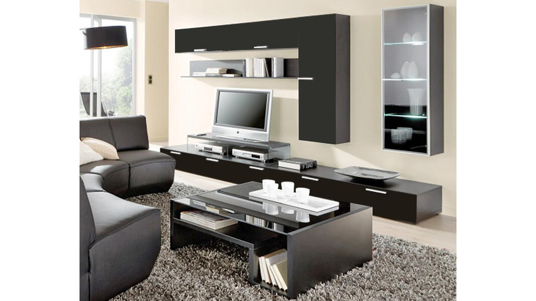 Гостиная Лени Черный 0190 300*55*190 см, Черный   Фиеста