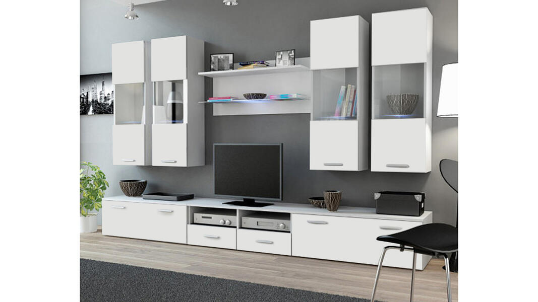 Гостиная Дрим Белый Фасадный 0101 300*45*180 см, Белый   Фиеста