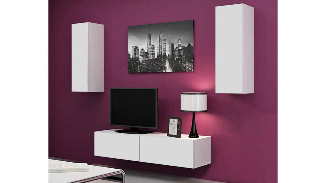 Гостиная Виго 7 Белый Фасадный 0101 210*42*180 см, Белый   Фиеста