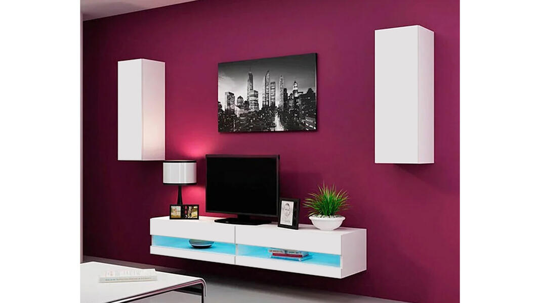 Гостиная Виго нью 10 Белый Фасадный 0101 250*42*180 см, Белый   Фиеста