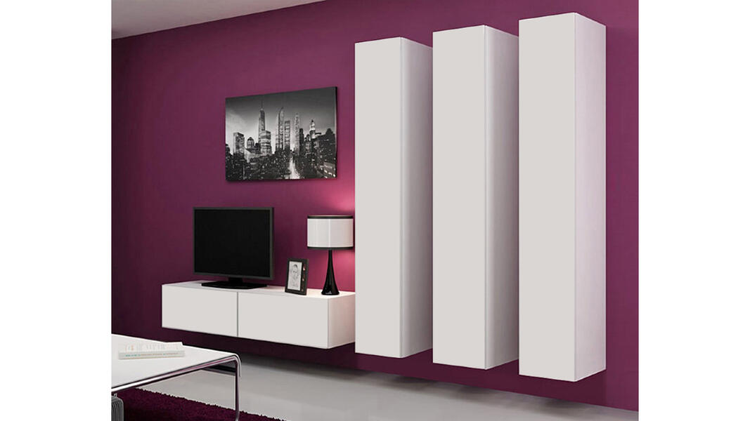 Гостиная Виго 14 Белый Фасадный 0101 260*42*180 см, Белый   Фиеста