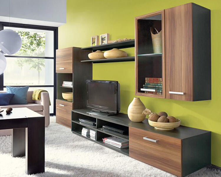 Гостиная Фарго Орех 0729 / Черный 0190 246*43*182 см, Коричневый   Фиеста