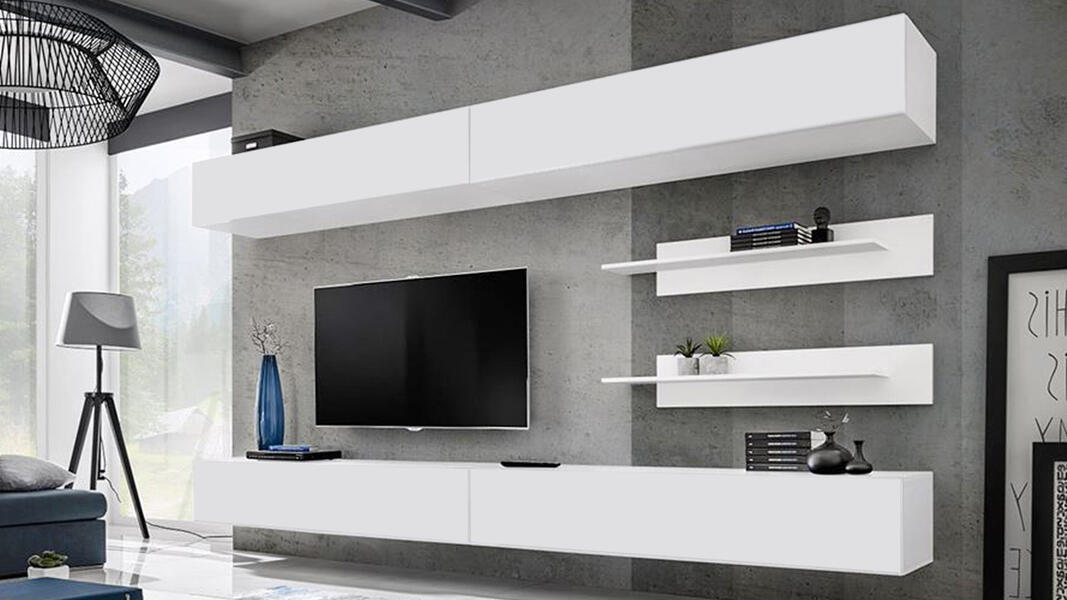 Гостиная 1 Белый Фасадный 0101 320*40*180 см, Белый   Фиеста