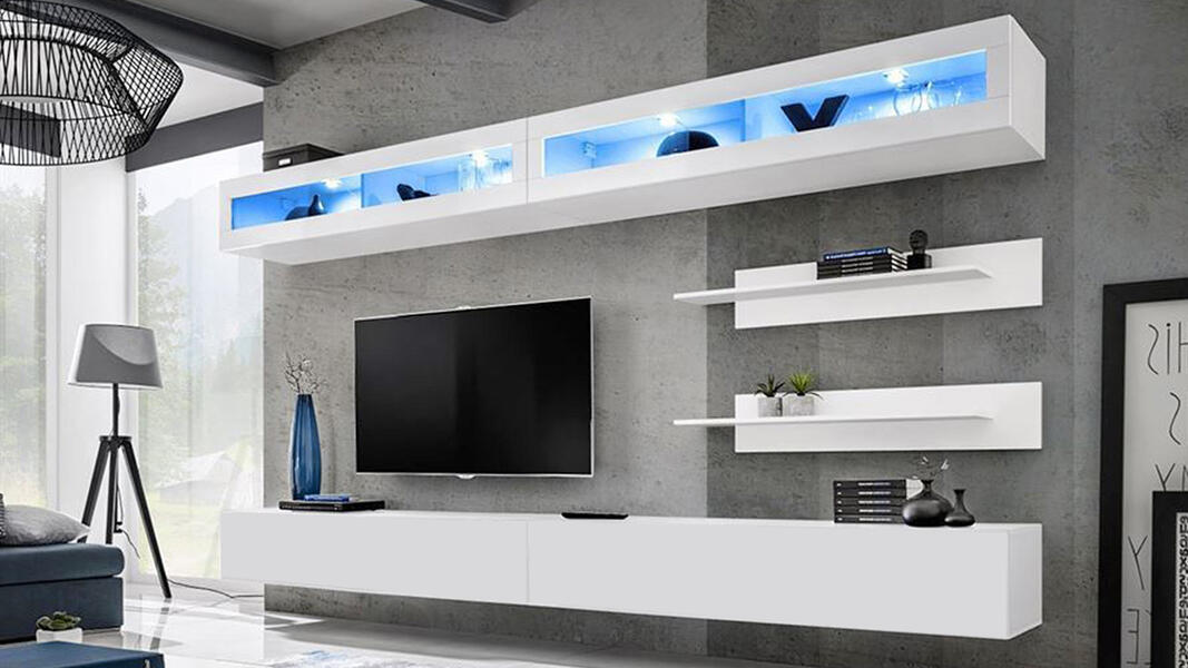 Гостиная 2 Белый Фасадный 0101 320*40*180 см, Белый   Фиеста