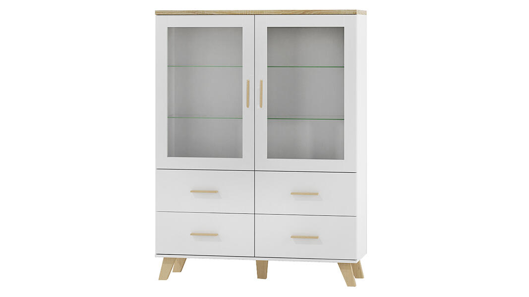 Витрина Мелания 24 Белый 101/ Клен 375 120*45*160 см, Белый   Фиеста