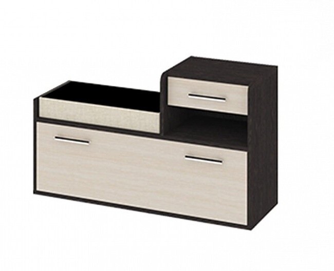 Тумба-обувница Юнис Дуб молочный 8622/ Венге Цаво 3354 130*36*52 см, Коричневый   Фиеста