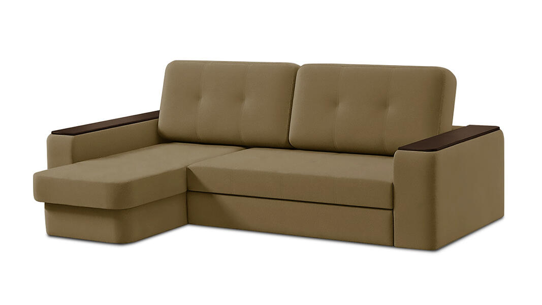 Диван с оттоманкой Арго Лайт Vivaldi 34 233*153*90 см, Коричневый Велюр Еврокнижка Фиеста