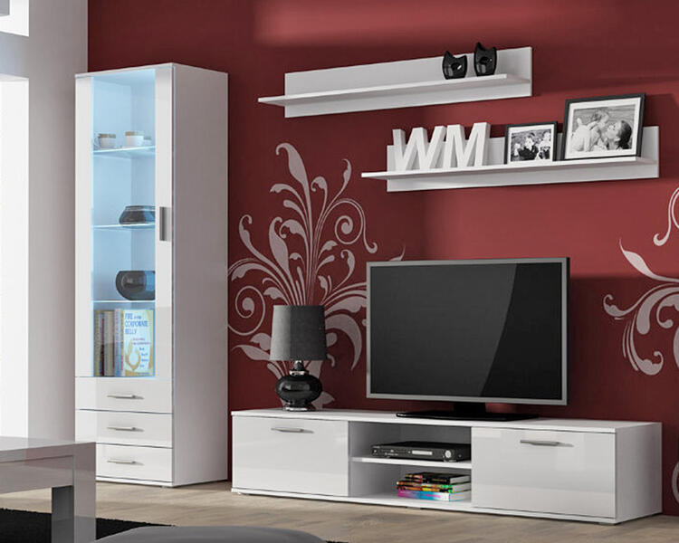 Гостиная Сохо МДФ Белый DM635-6 / Белый Фасадный 0101 240*41*192 см, Белый   Фиеста