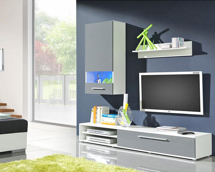 Гостиная Солюк МДФ Барит CR-01 / Белый Фасадный 0101 180*42*190 см, Белый   Фиеста