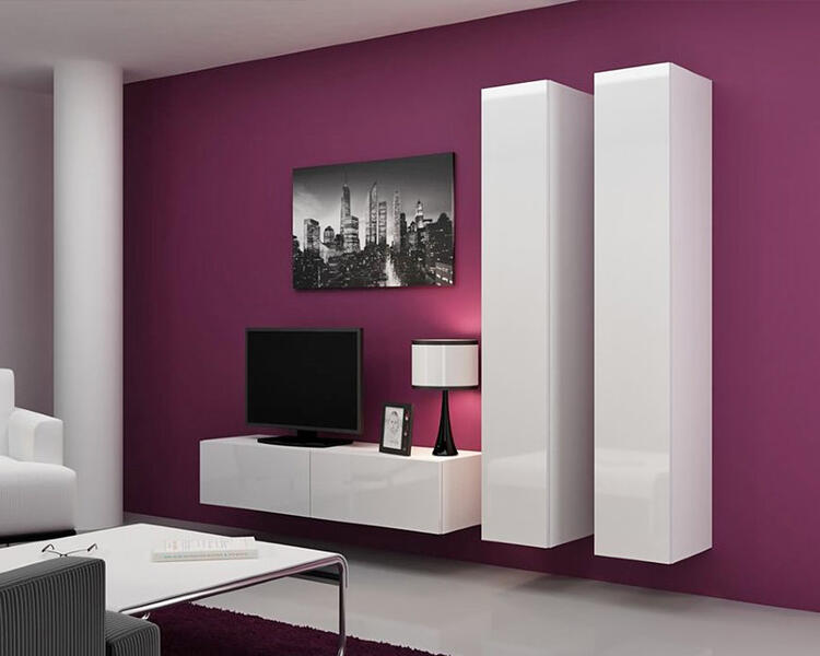 Гостиная Виго 9 МДФ Белый DM635-6 / Белый Фасадный 0101 220*42*180 см, Белый   Фиеста