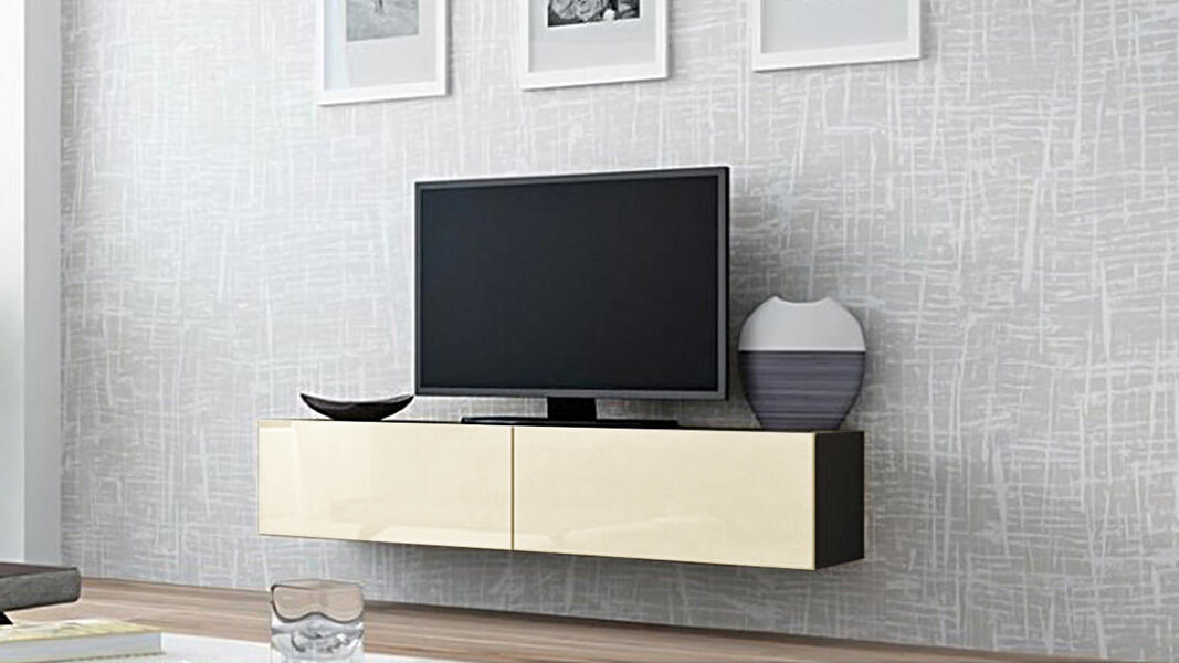 ТВ-тумба Виго малая МДФ Милонга MU-12 / Черный 0190 140*42*30 см, Черный   Фиеста