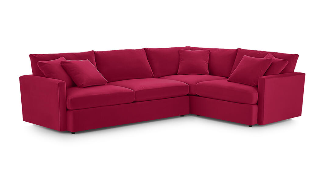 Угловой диван Стелф ЭКО Vivaldi 36 231*185*90 см, Красный Велюр Еврокнижка Фиеста