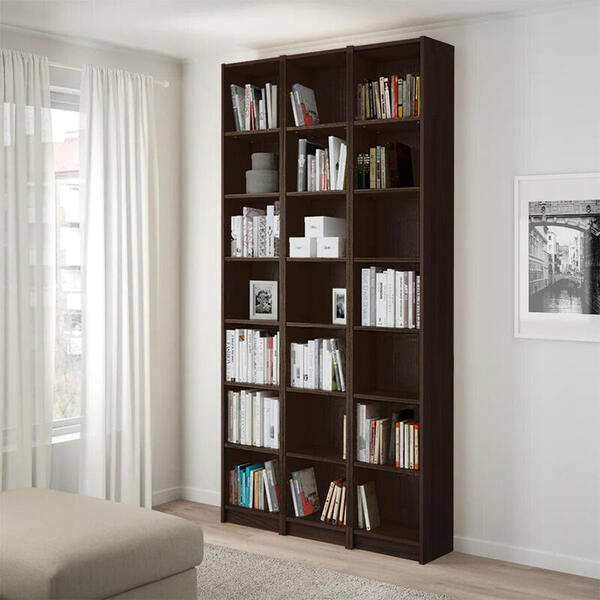 Стеллаж Билли 05 Венге Цаво 3354 120*28*237 см, Черный   Фиеста