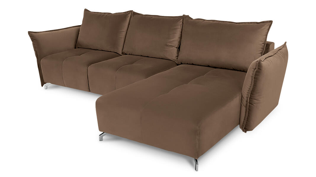 Диван с оттоманкой Дельта Лайт Vivaldi 23 325*186*100 см, Коричневый Велюр Еврокнижка Фиеста
