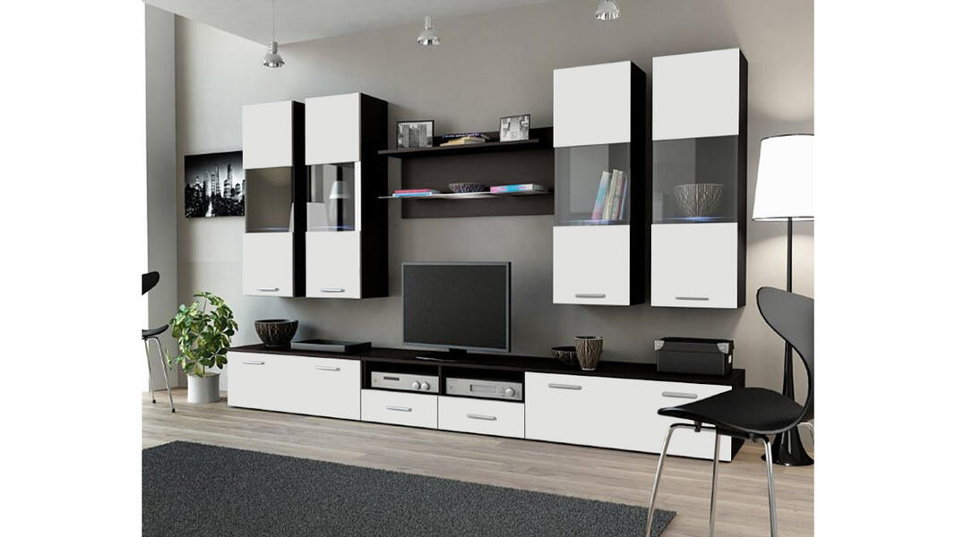 Гостиная Дрим Белый Фасадный 0101 / Венге Цаво 3354 300*45*180 см, Белый   Фиеста