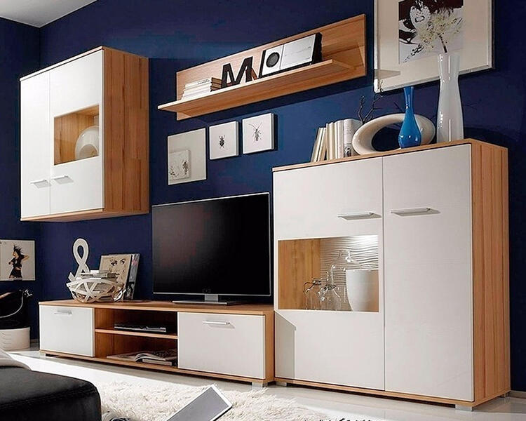 Гостиная Брита Белый 101/ Вишня Оксфорд 88 320*45*220 см, Белый   Фиеста