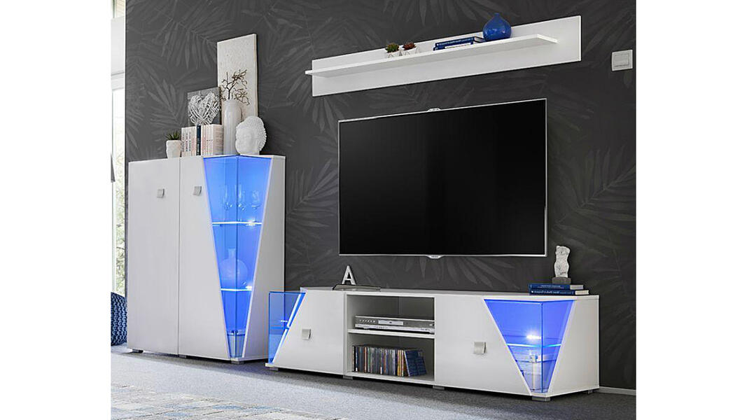 Модульная гостиная Сапфир 2 Белый 101 240*50*180 см, Белый   Фиеста