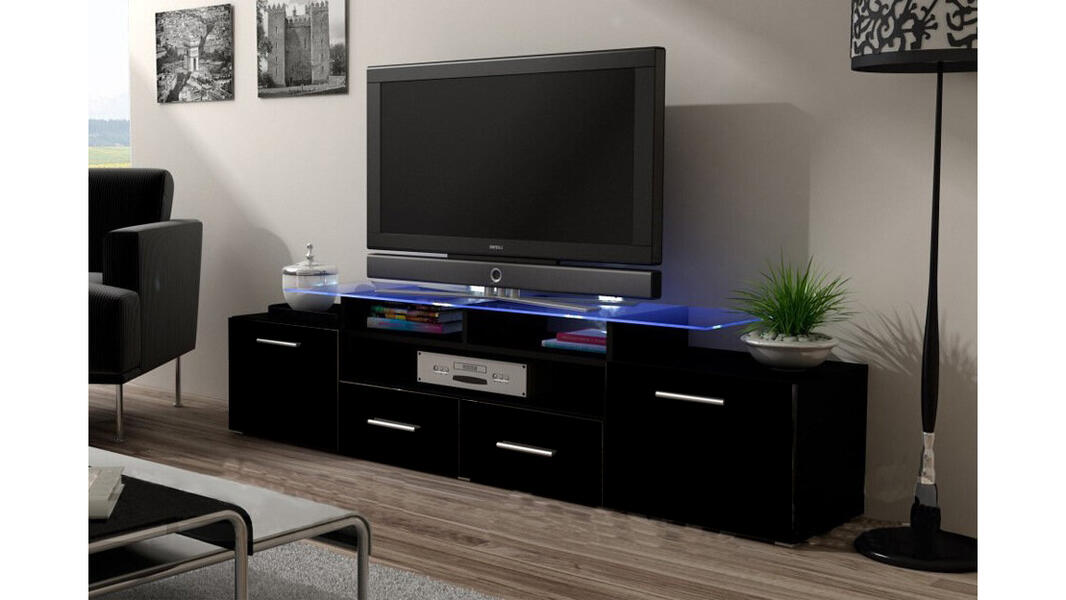 ТВ-тумба Европа Черный 190 194*39*50 см, Черный   Фиеста