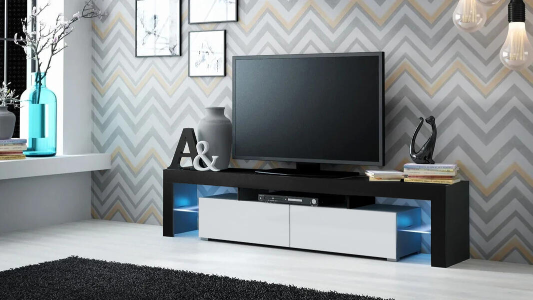 ТВ-тумба 1 Белый 101/ Черный 190 200*35*45 см, Белый   Фиеста