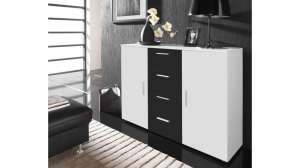 Комод Юни Белый 101/ Черный 190 132*38*92 см, Белый   Фиеста