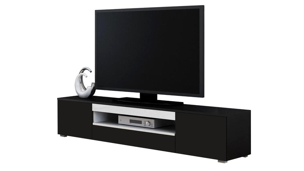 ТВ-тумба Вина Черный 190/ Белый 101 180*40*37 см, Черный   Фиеста