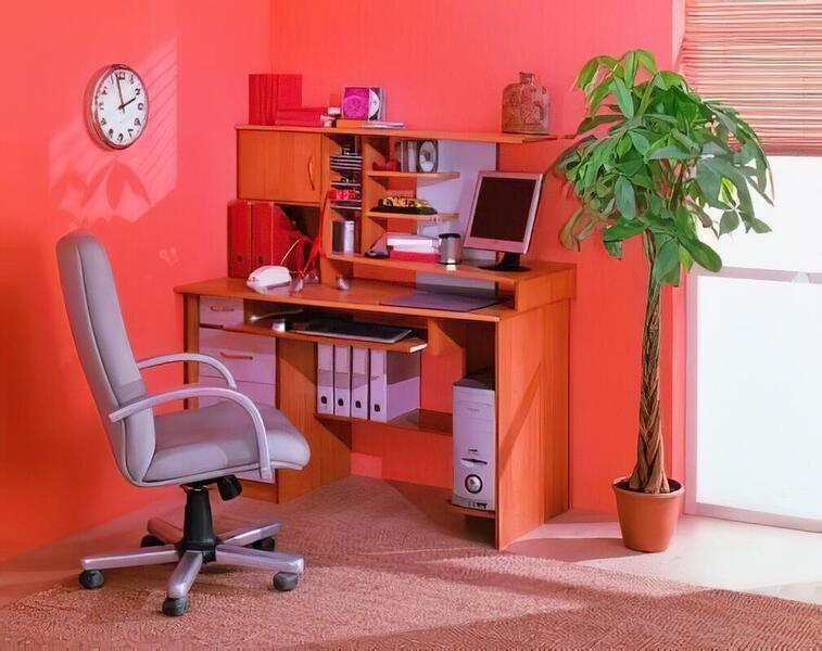 Компьютерный стол 1 Вишня Оксфорд 88 140*60*141 см, Оранжевый   Фиеста