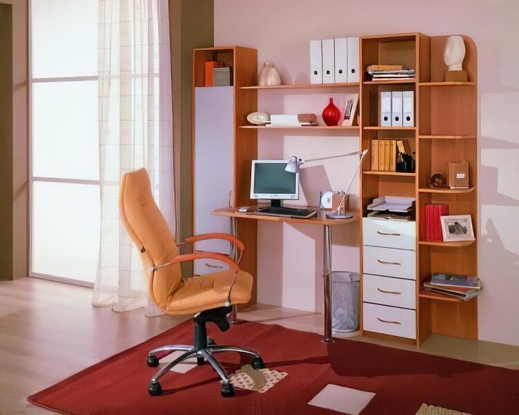 Компьютерный стол 2 Белый 101/ Вишня Оксфорд 88 210*65*200 см, Белый   Фиеста