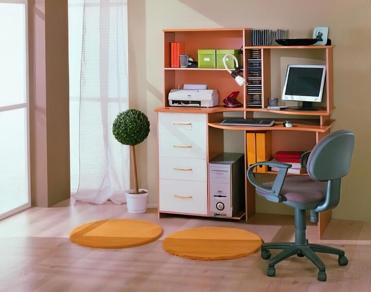 Компьютерный стол 3 Белый 101/ Вишня Оксфорд 88 140*65*155 см, Белый   Фиеста