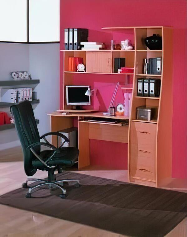 Компьютерный стол 6 Вишня Оксфорд 88 160*65*200 см, Оранжевый   Фиеста