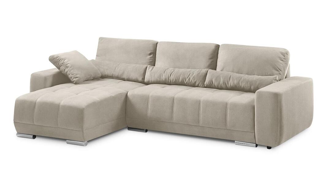 Диван с оттоманкой Наби Лайт Vivaldi 04 251*155*90 см, Бежевый Велюр Еврокнижка Фиеста