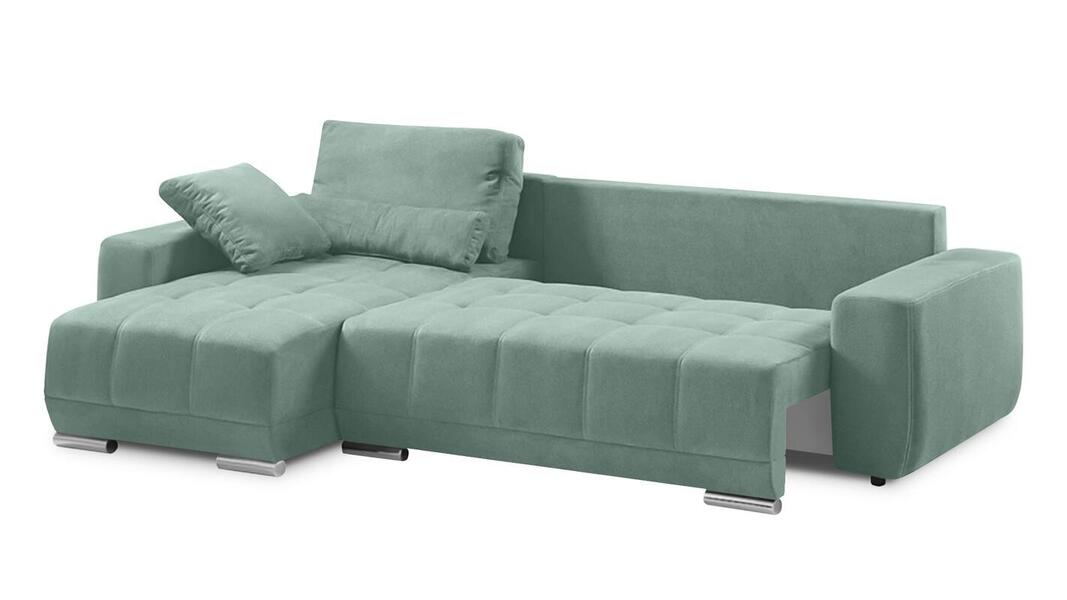 Диван с оттоманкой Наби Лайт Vivaldi 10 251*155*90 см, Зеленый Велюр Еврокнижка Фиеста