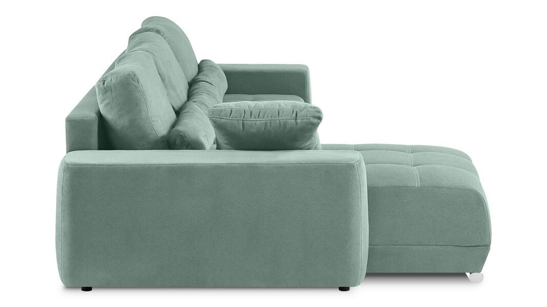 Диван с оттоманкой Наби Лайт Vivaldi 10 251*155*90 см, Зеленый Велюр Еврокнижка Фиеста