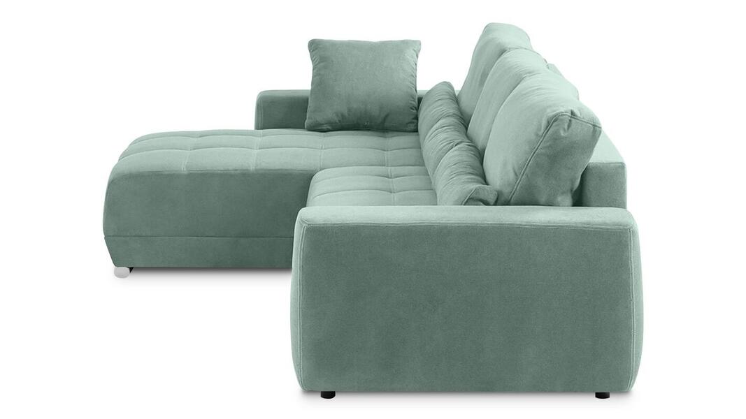 Диван с оттоманкой Наби Лайт Vivaldi 10 251*155*90 см, Зеленый Велюр Еврокнижка Фиеста