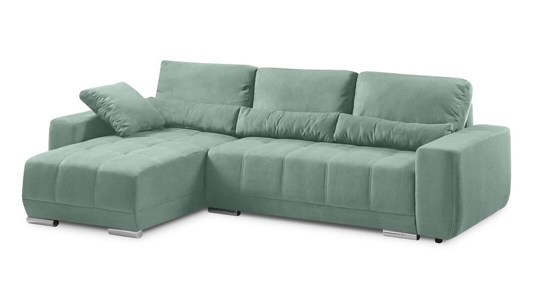 Диван с оттоманкой Наби Лайт Vivaldi 10 251*155*90 см, Зеленый Велюр Еврокнижка Фиеста