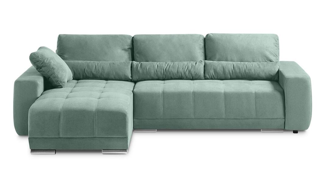 Диван с оттоманкой Наби Лайт Vivaldi 10 251*155*90 см, Зеленый Велюр Еврокнижка Фиеста