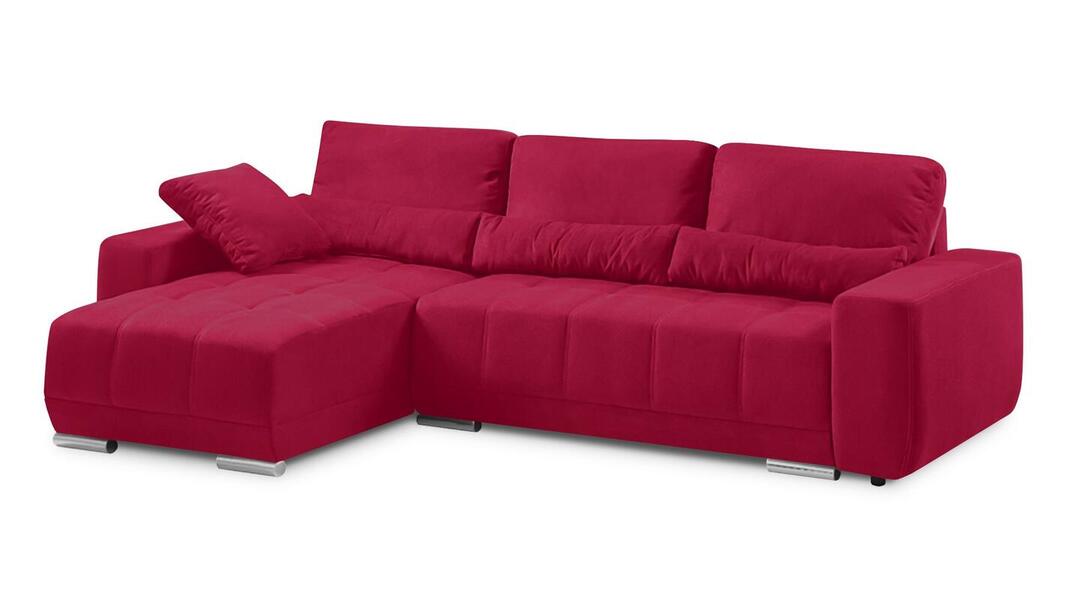 Диван с оттоманкой Наби Лайт Vivaldi 36 251*155*90 см, Красный Велюр Еврокнижка Фиеста