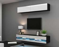 Гостиная Виго нью 12 МДФ Белый DM635-6 / Черный 0190 180*42*180 см, Белый   Фиеста