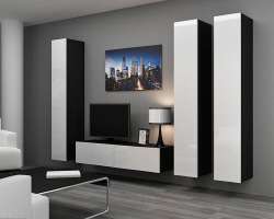 Гостиная Виго 14 МДФ Белый DM635-6 / Черный 0190 260*42*180 см, Белый   Фиеста