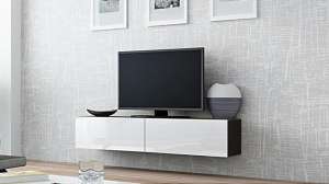 ТВ-тумба Виго малая МДФ Белый DM635-6 / Черный 0190 140*42*30 см, Белый   Фиеста