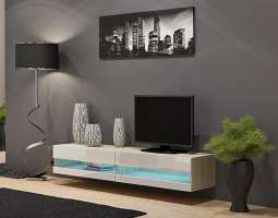 ТВ-тумба Виго открытая МДФ Белый DM635-6 / Дуб Сонома 3025 180*42*30 см, Белый   Фиеста