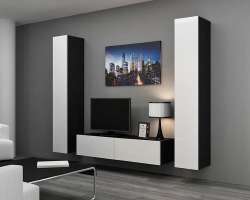 Гостиная Виго 9 МДФ Белый DM635-6 / Черный 0190 220*42*180 см, Белый   Фиеста