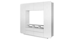 Гостиная Купертино МДФ (с полкой под ТВ) (белая) 240*39*195 см, Белый   Фиеста