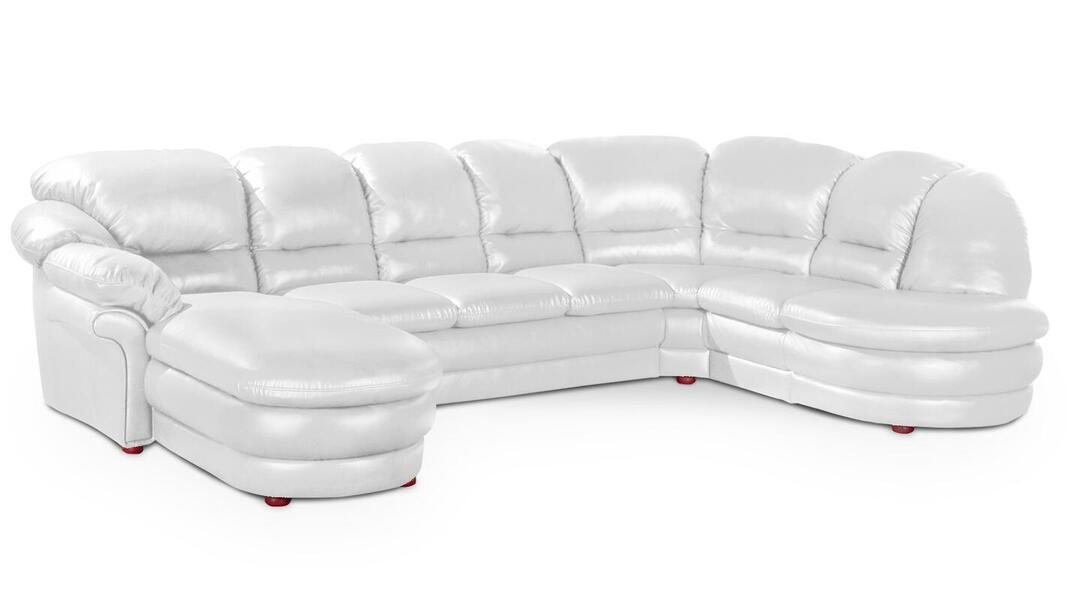 Угловой диван Нодус с оттоманкой и дополнительной секцией Madras 1003 367*250*98 см, Белый Натуральная кожа Нераскладной Фиеста