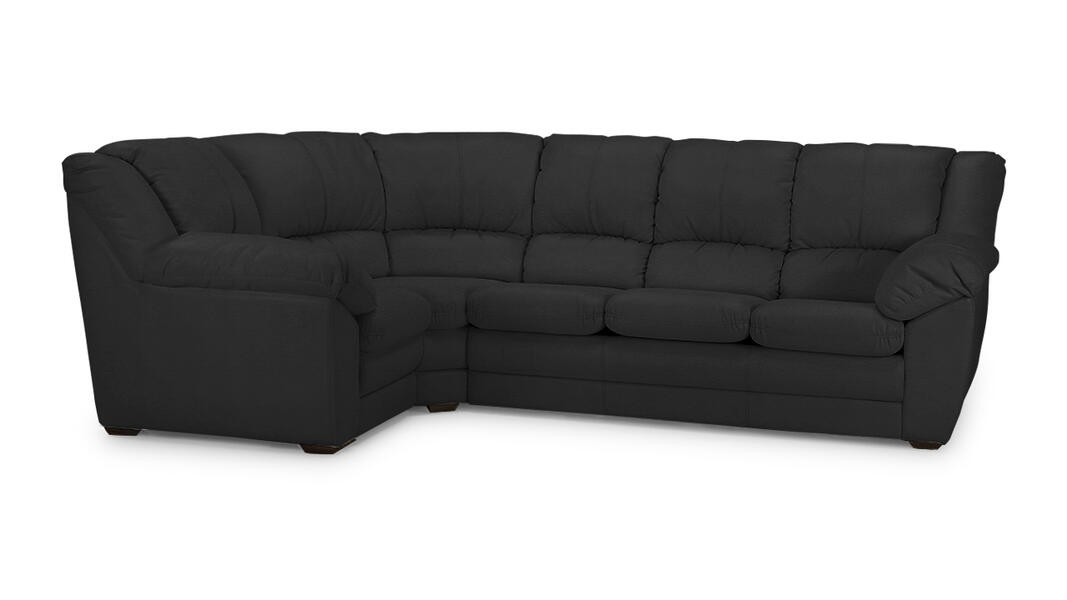 Угловой диван Оберон Madras 21 295*192*102 см, Черный Натуральная кожа Нераскладной Фиеста