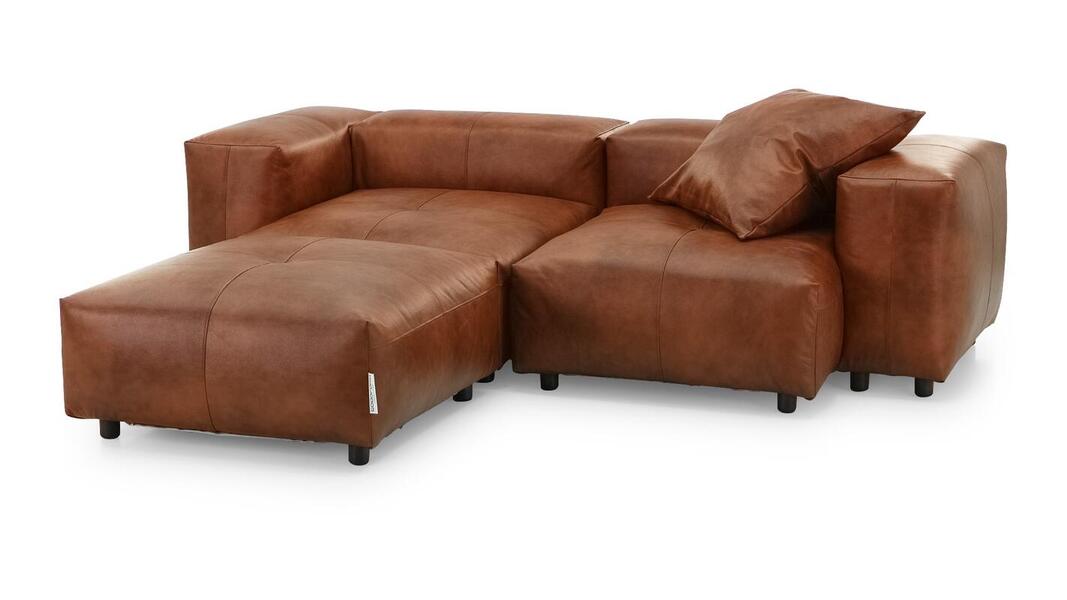 Диван с оттоманкой Фиджи Madras 2012 273*221*62 см, Коричневый Натуральная кожа Нераскладной Фиеста